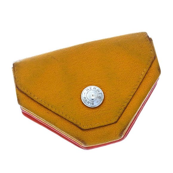 Hermes Wallet Purse Coin Purse Orange Yellow Woman Authentic Used Y2523